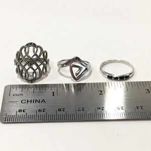 Set of three sterling silver rings